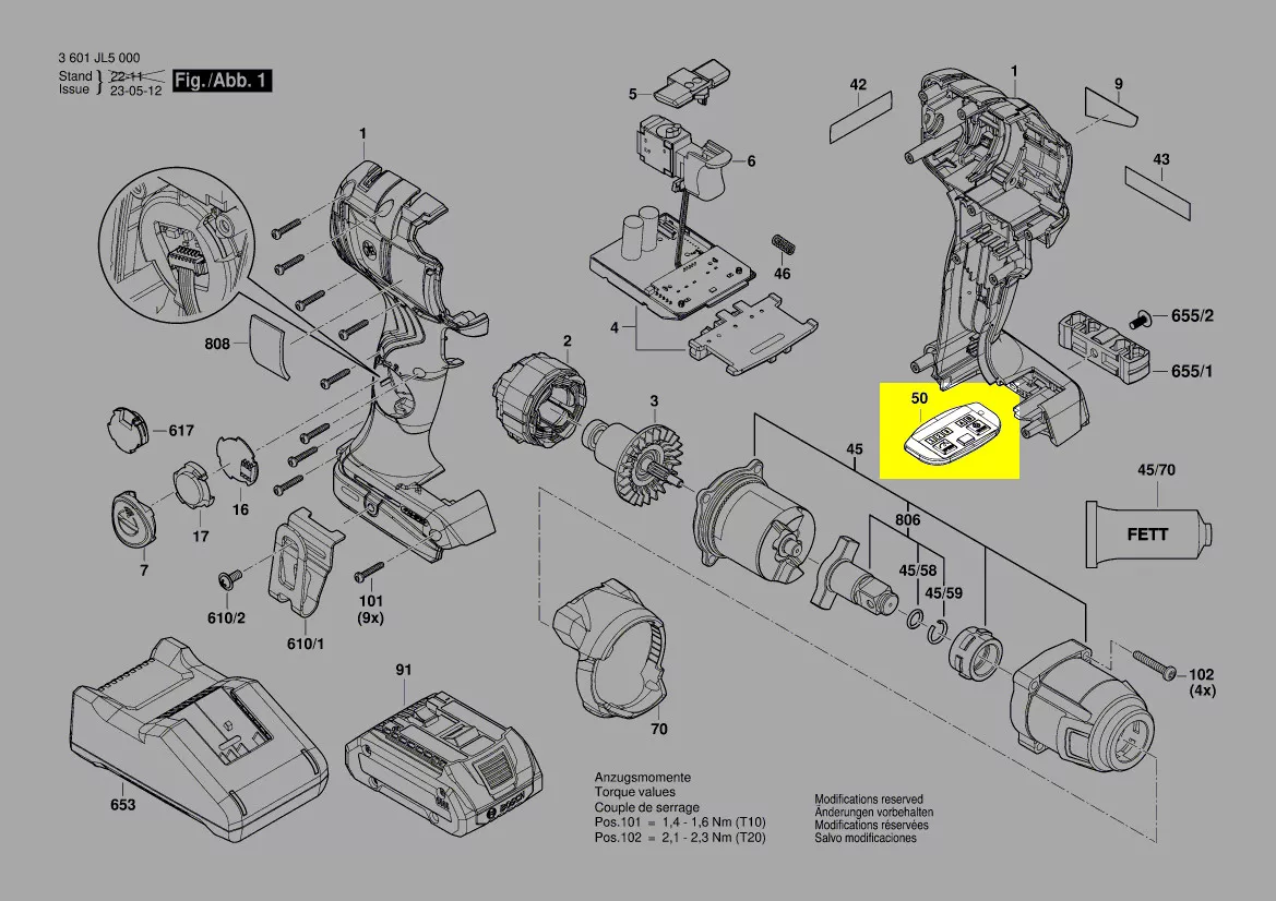 clavier réf. 1 600 A01 Z0M Bosch